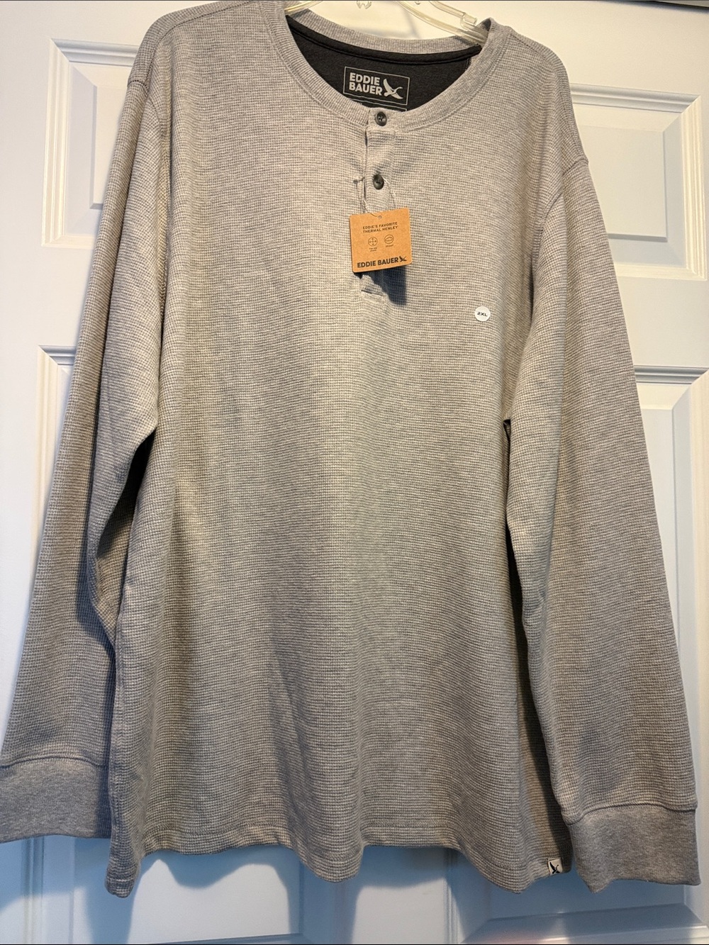 Eddie Bauer Light Gray Long-Sleeve Thermal Henley Shirt Size 2XL NWT